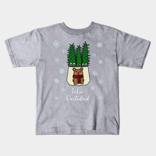 Feliz Cactidad - Eves Pin Cacti In Christmas Bear Pot Kids T-Shirt